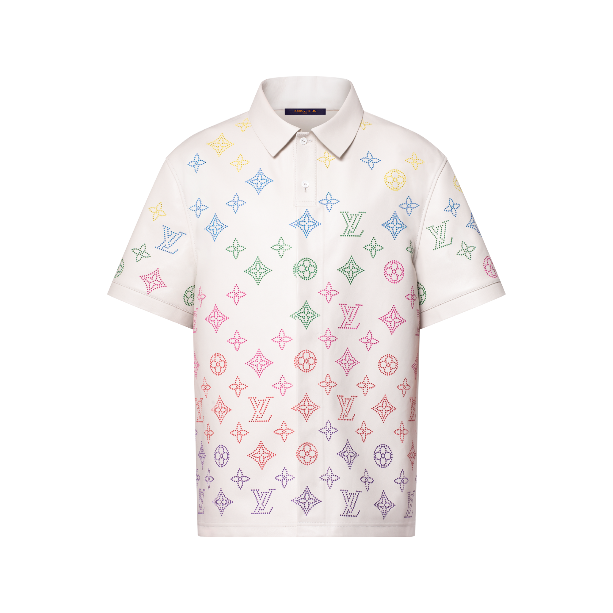 Monogram Flower Perforated Leather Polo Shirt - Luxury Multicolour